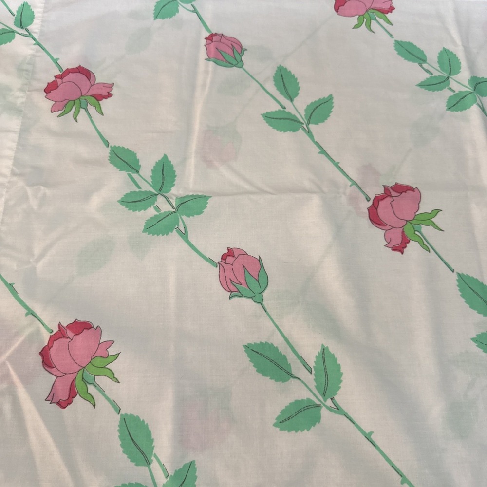 Vintage 70s Wamsutta Pillowcase KING Size Christian Dior Rose Pattern Supercale